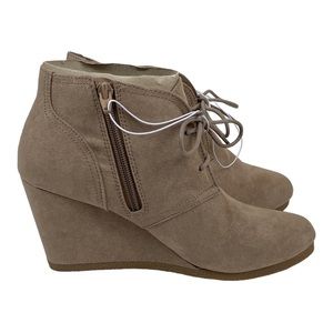 Universal Thread Bessie Microsuede Wedge Booties Taupe